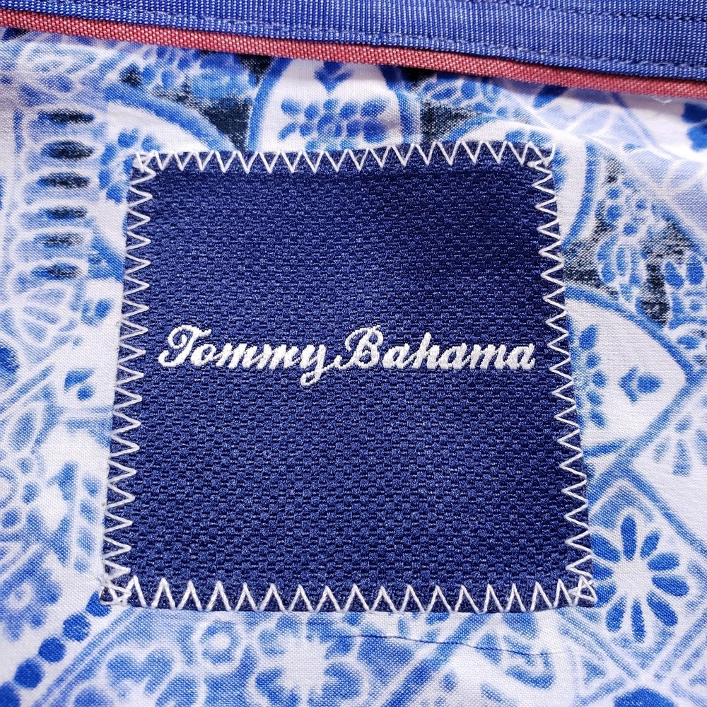 Tommy Bahama Shirt XL Blue Mediterranean Mykonos Reverse Print Flip Silk Summer - Picture 9 of 14